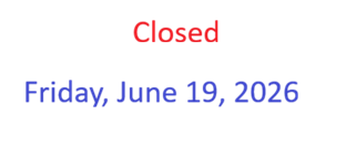 Closed June 19, 2026 Juneteenth